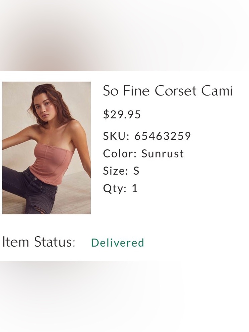 Free People So Fine Corset Cami in Sunrust - size small